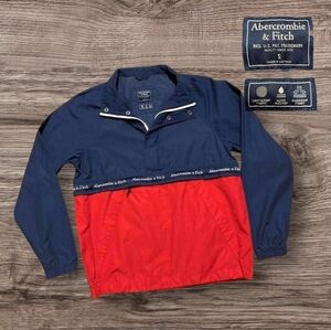 Abercrombie Fitch Nylon Windbreaker Jacket Water-Resistant Jacket Red/Blue Small